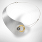 MOON Truly Asymmetrical Elegant Metal Collar Necklace-Front Closure and Simulated Pearl and Jade Accent Bead Options