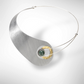 MOON Truly Asymmetrical Elegant Metal Collar Necklace-Front Closure and Simulated Pearl and Jade Accent Bead Options