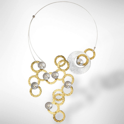 RIVER Centerpiece Focal Statement Necklace from the SCULPTURAL Collection with Simulated Pearl and Jade options