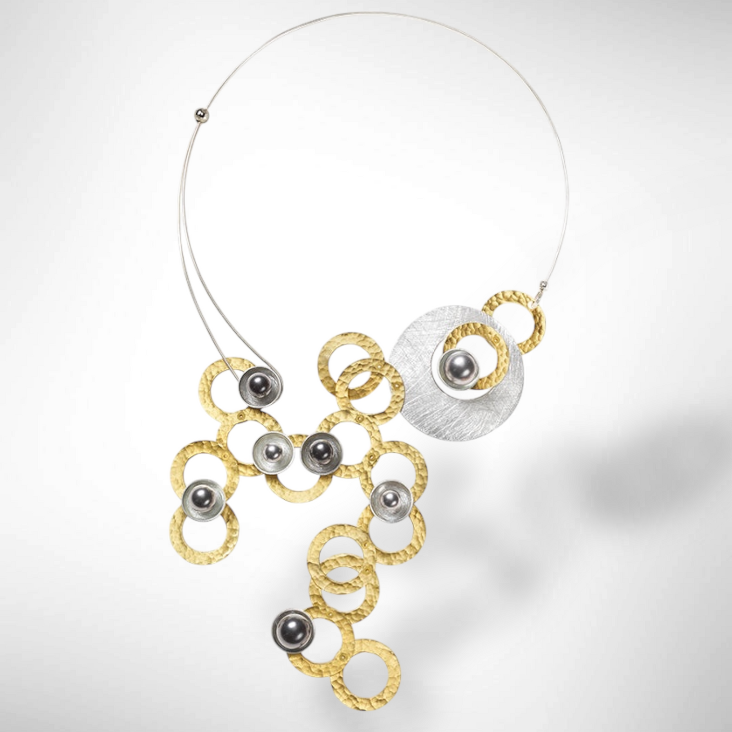 RIVER Centerpiece Focal Statement Necklace from the SCULPTURAL Collection with Simulated Pearl and Jade options