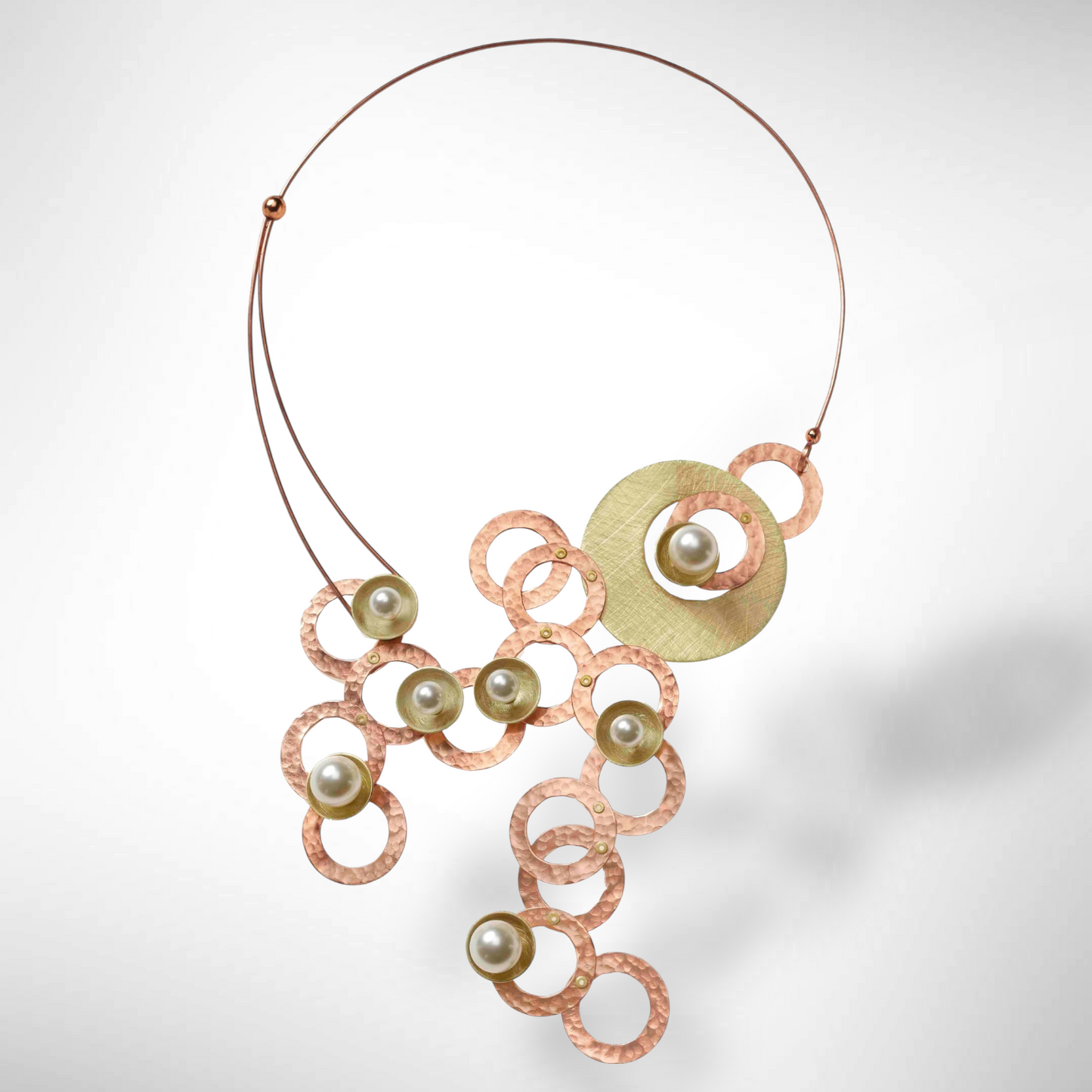 RIVER Centerpiece Focal Statement Necklace from the SCULPTURAL Collection with Simulated Pearl and Jade options