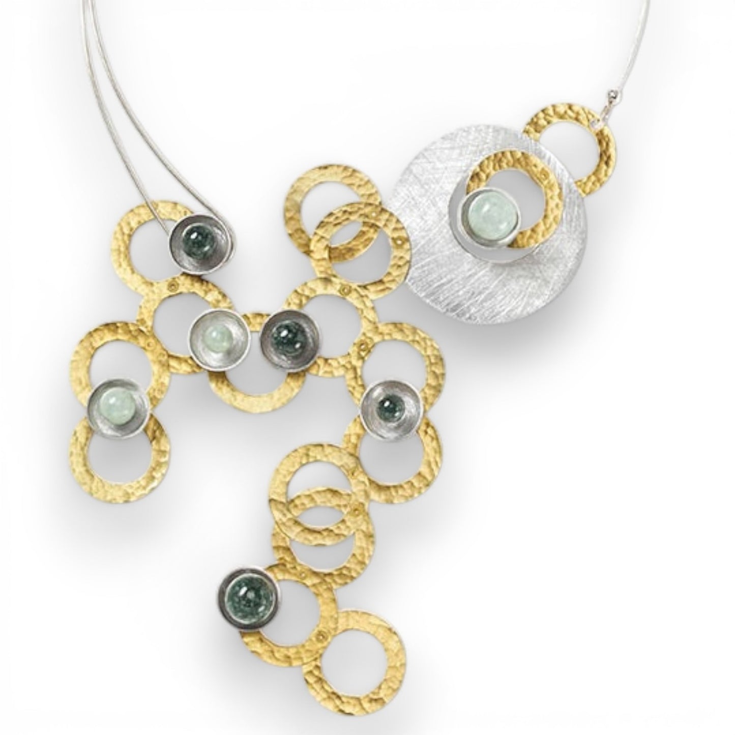 RIVER Centerpiece Focal Statement Necklace from the SCULPTURAL Collection with Simulated Pearl and Jade options