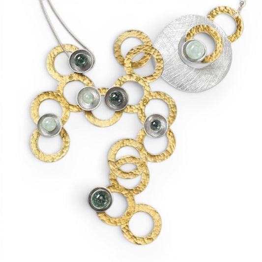 GEOMETRIC STUDIES | RIVER Centerpiece Focal Statement Necklace with Jade