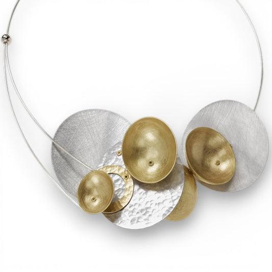 SKY Wow Factor Mixed Metal Structrual Necklace with Front Closure
