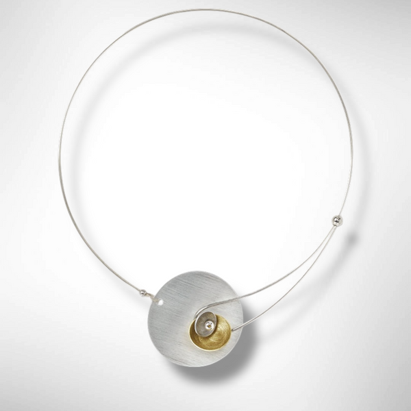 SOLSTICE Best Selling Elegant Small Angular Metal Necklace from the SCULPTURAL Collection with Simulated Pearl or Jade option