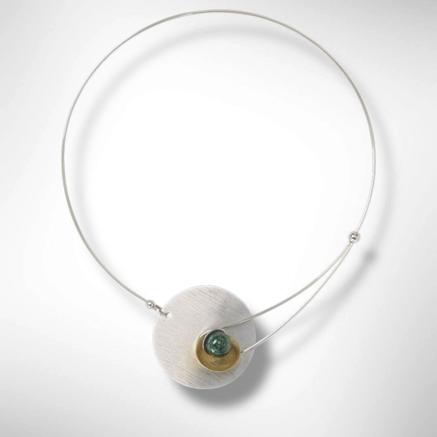 SOLSTICE Best Selling Elegant Small Angular Metal Necklace from the SCULPTURAL Collection with Simulated Pearl or Jade option