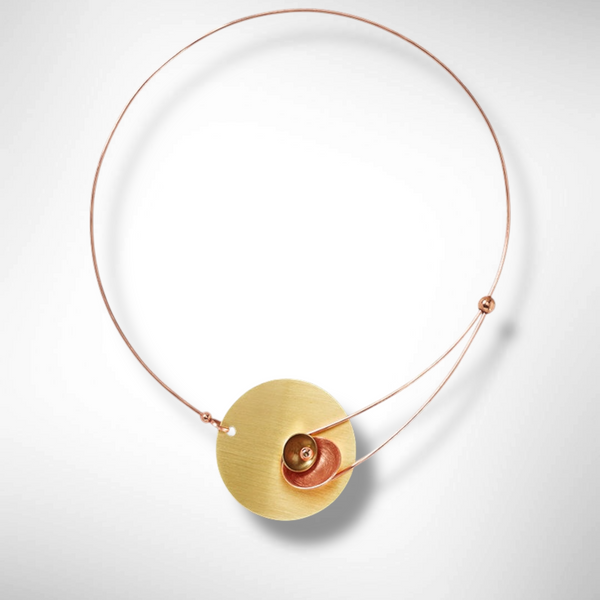 SOLSTICE Best Selling Elegant Small Angular Metal Necklace from the SCULPTURAL Collection with Simulated Pearl or Jade option