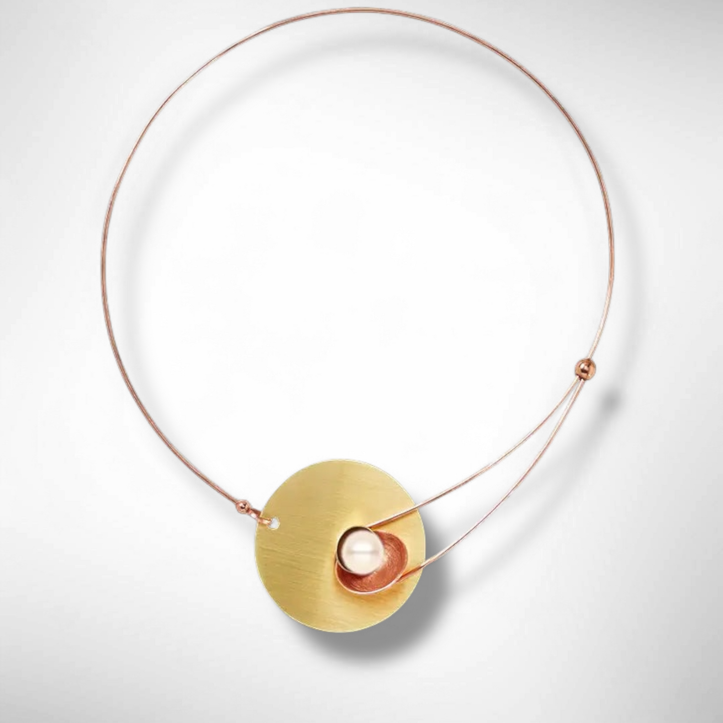 SOLSTICE Best Selling Elegant Small Angular Metal Necklace from the SCULPTURAL Collection with Simulated Pearl or Jade option