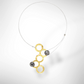 STREAM Small Cascading Mixed Metal Necklace from the SCULPTURAL Collection with Simulated Pearl or Jade option