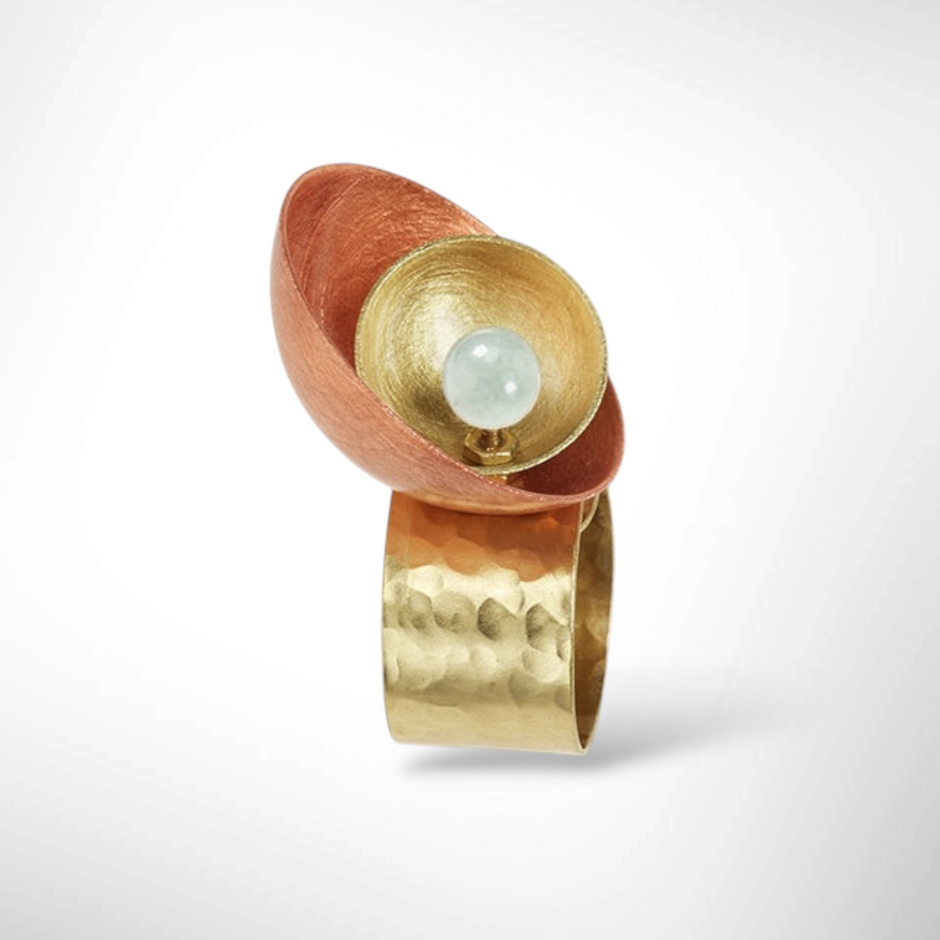 GEOMETRIC STUDIES | BARK Tall 3D Sculptural Ring with Jade
