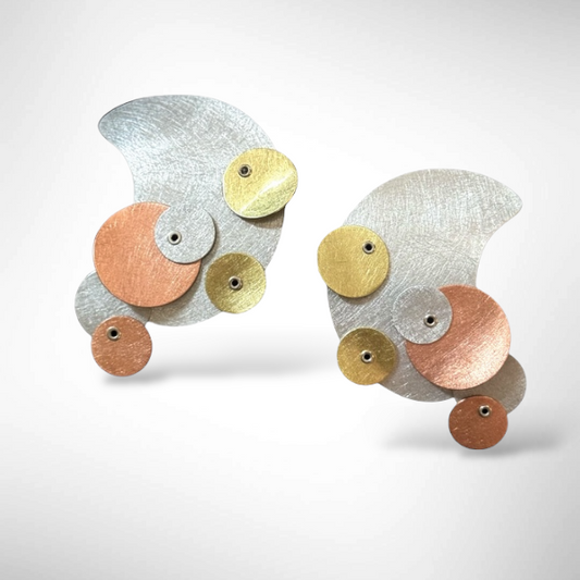 FLOAT 1 Striking Tri Metal Statement Earrings from BUBBLES