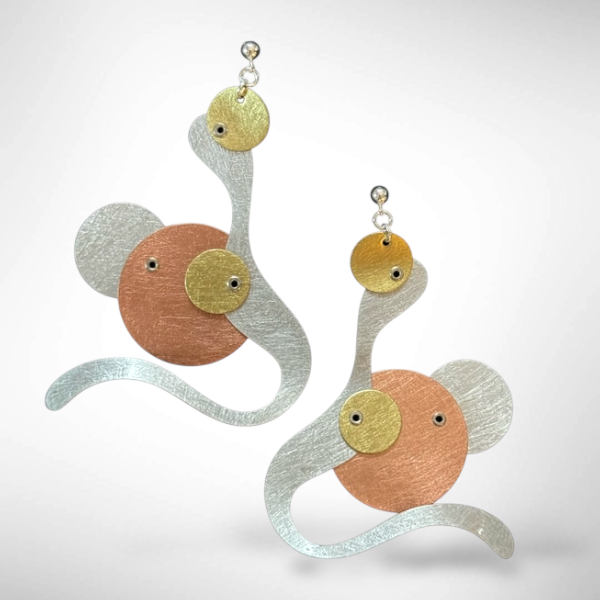 FLOAT 2 Long Tri Metal Earrings from the BUBBLE Collection