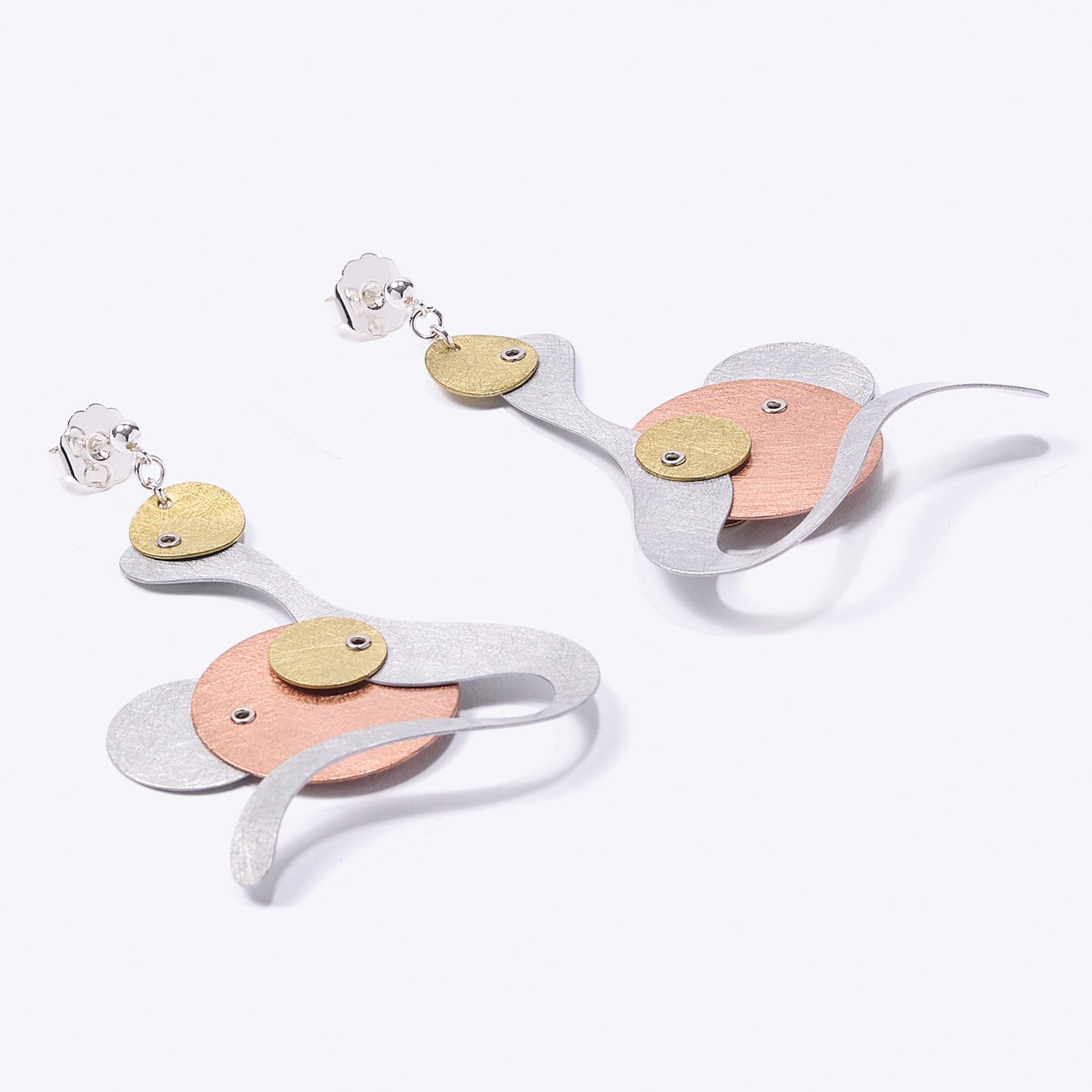 FLOAT 2 Long Tri Metal Earrings from the BUBBLE Collection