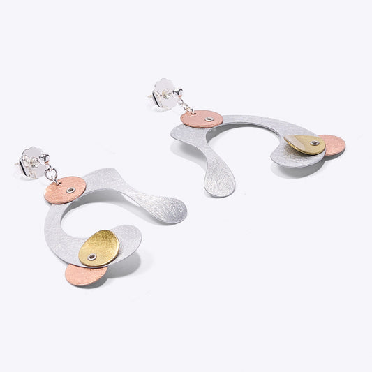 BUBBLES | POP 1 Dripping Bubbles Tri Metal Dangle Earrings