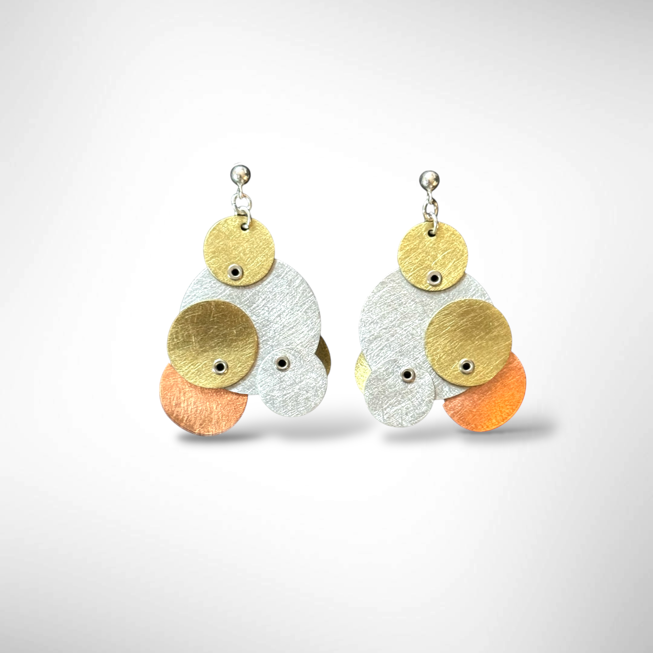 TICKLE 1 Tri Metal Circle Earrings from the BUBBLES