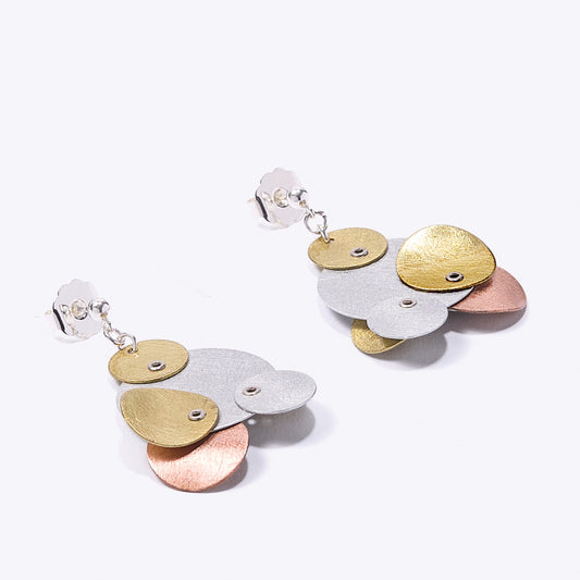 BUBBLES | TICKLE 1 Tri Metal Circle Earrings from the BUBBLES