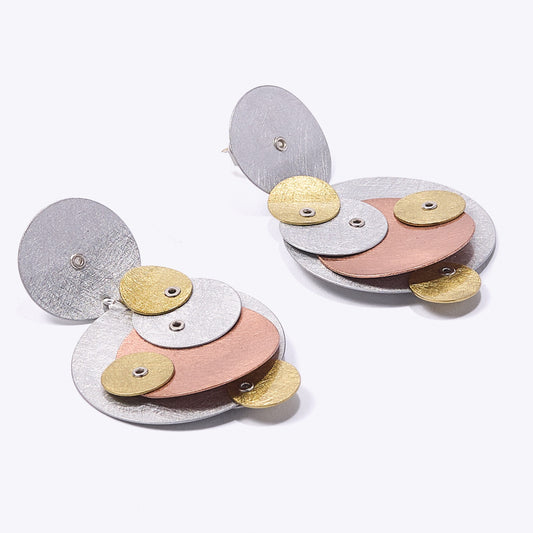 BUBBLES | TICKLE 3 Large Mixed Metal Circle Earrings from BUBBLES