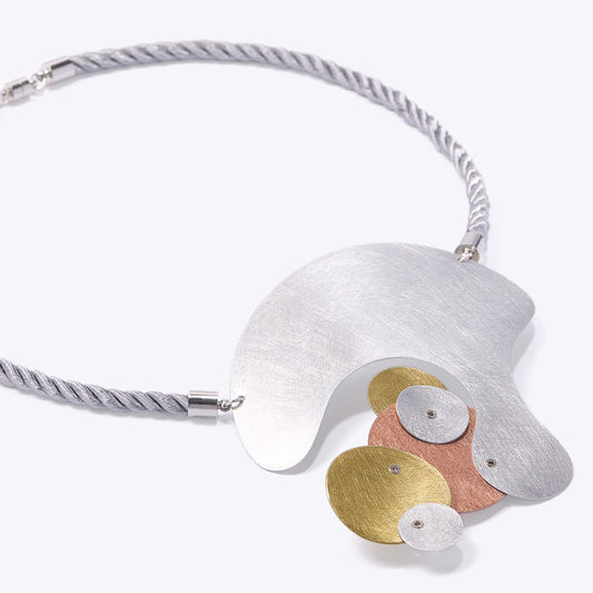 BUBBLES | FLOAT 1 Large Central Pendant Mixed Metal Necklace