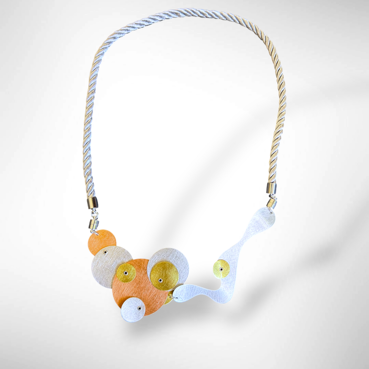 BUBBLES | FLOAT 3 Tri-Metal Bubble Necklace, Aluminum Brass Copper, Interchangeable Design