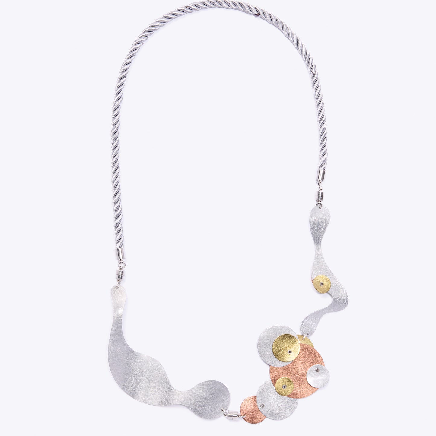 FLOAT 3 Tri-Metal Bubble Necklace, Aluminum Brass Copper, Interchangeable Design