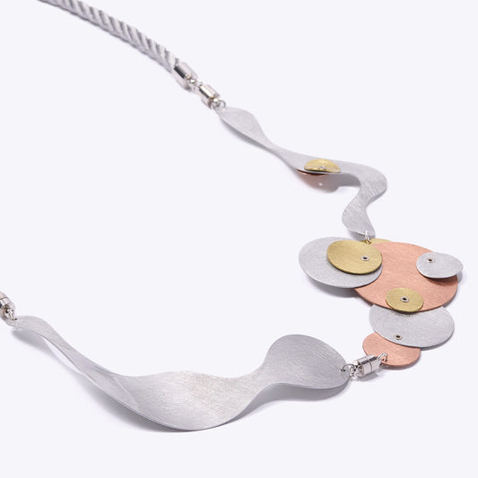 BUBBLES | FLOAT 3 Tri-Metal Bubble Necklace, Aluminum Brass Copper, Interchangeable Design