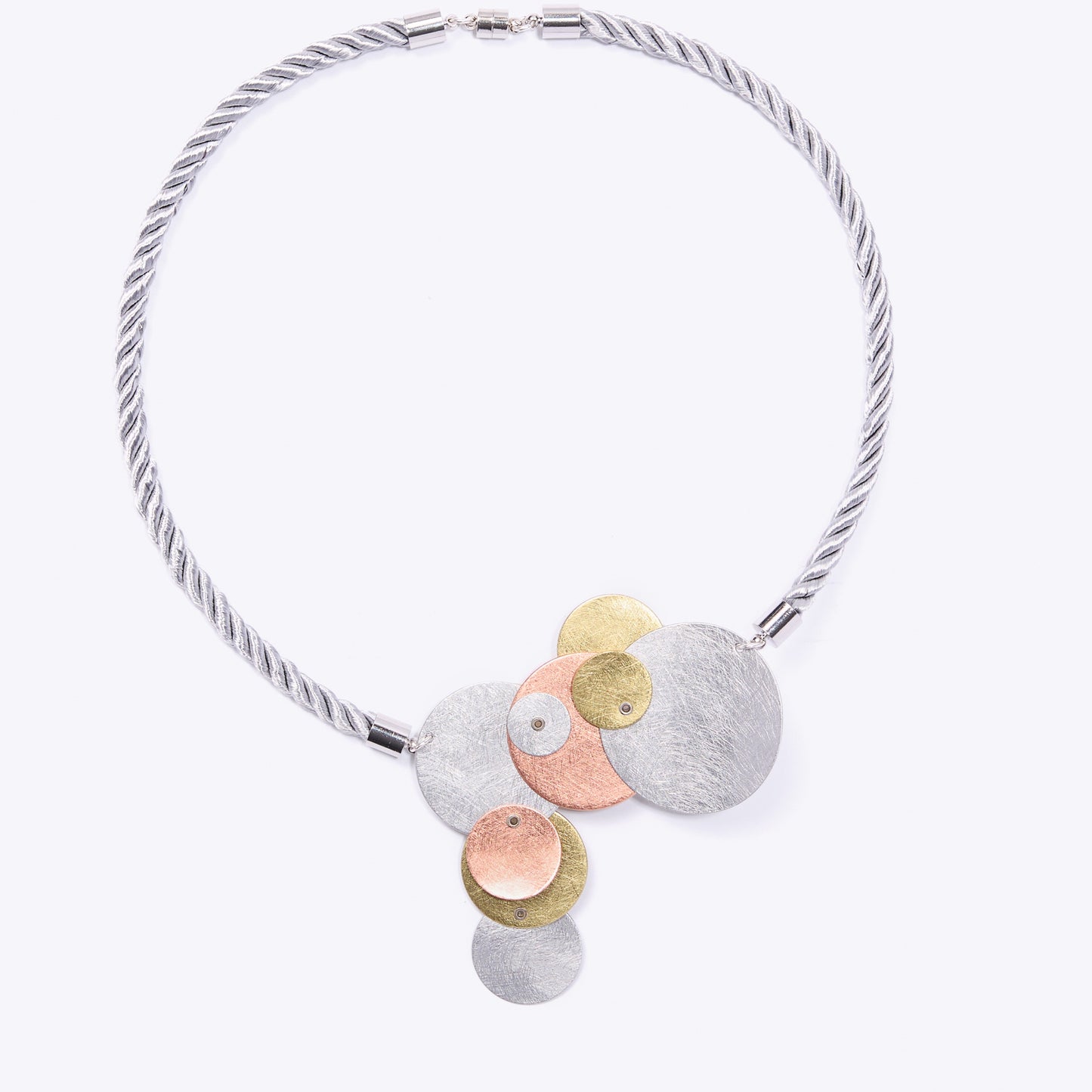 TICKLE 1 Assymetrical Tri Metal Circle Necklace
