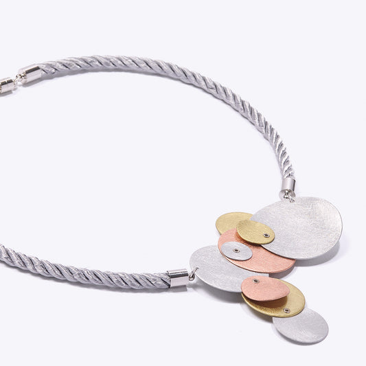BUBBLES | TICKLE 1 Assymetrical Tri Metal Circle Necklace