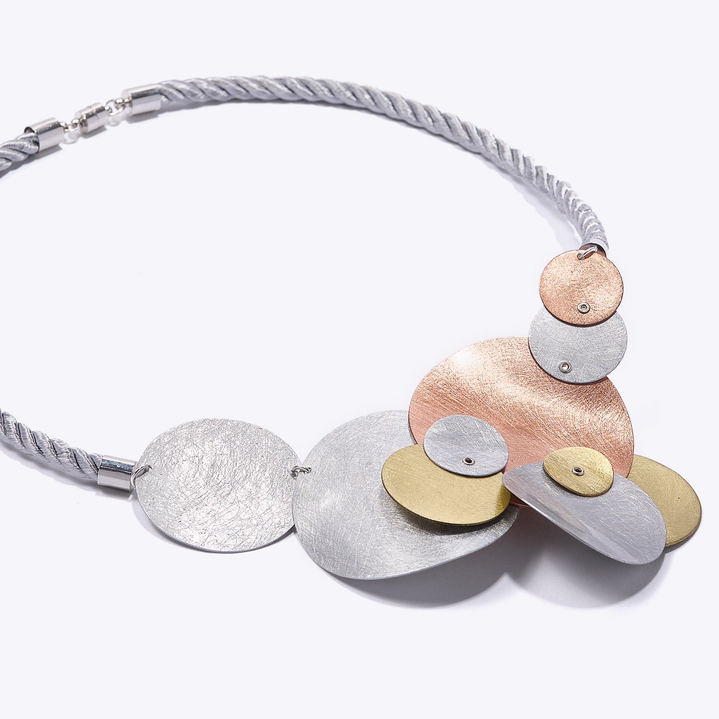 TICKLE 2 Statement Mixed Metal Circles Necklace