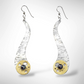 CASCADE -  Long Elegant Dangling Wave insipred earrings with simulated pearl from the WATER Collection