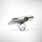 BARREL Single Wave Cross Finger Adjustable Ring with simulated Pearl from the WATER Collection