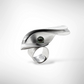 BREAK Double Wave Cross Finger Adjustable Ring with simulated Pearl from the WATER Collection