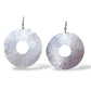 Chick Boss BURST LARGE Dramatic Disc Earrings in silver-tone aluminum with hammered texture. 2" diameter.