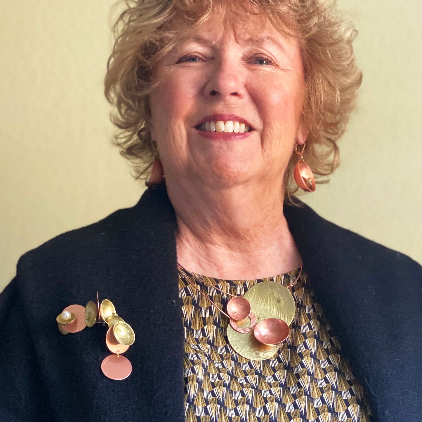 FOG Mixed Metal Structrual Statement Necklace with Front Closure from the SCULPTURE Collection\