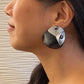 VOLUME 1 Flattering, Multi-Sided Post Earrings from the SOUND Collection with Recycled Record Vinyl and Simulated Pearls