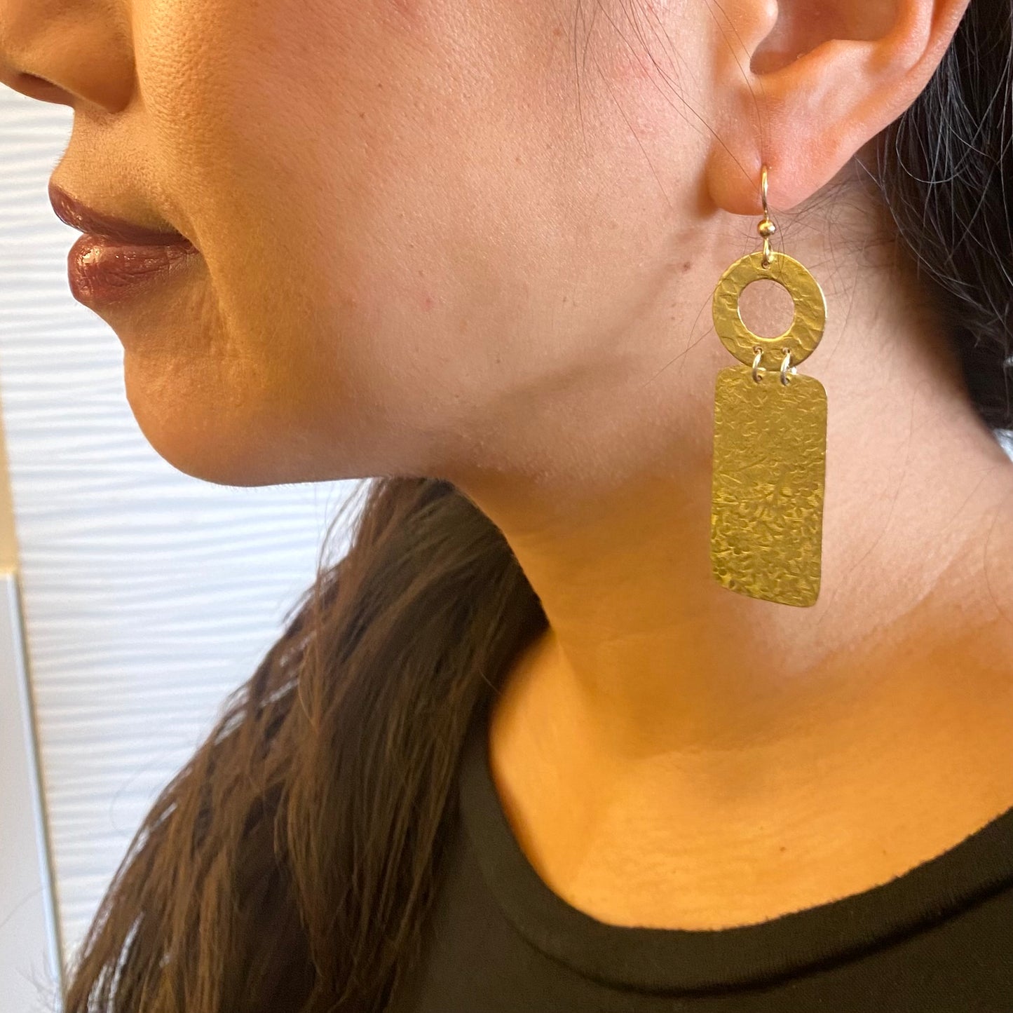 SWAY Everyday Disc and Rectangle Metal Dangle Earrings