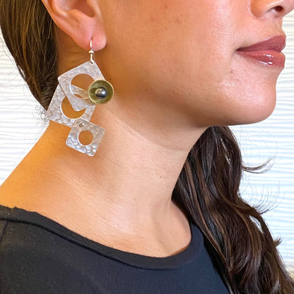 GROW LONG 3 Piece Angular Dangle Earrings with Simulated Pearl