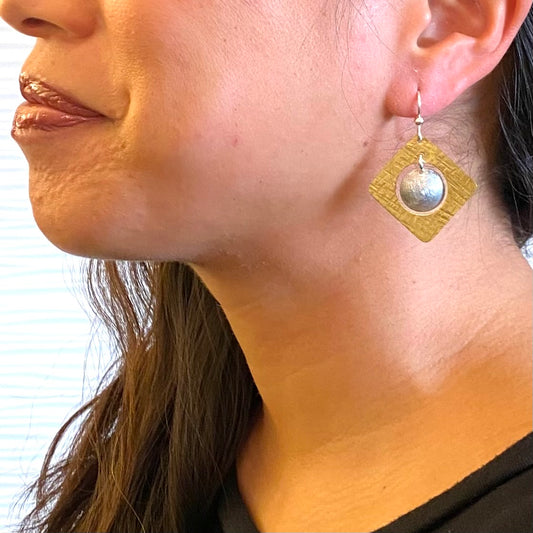 FLOAT Two Piece Square and Floating Circle Earrings