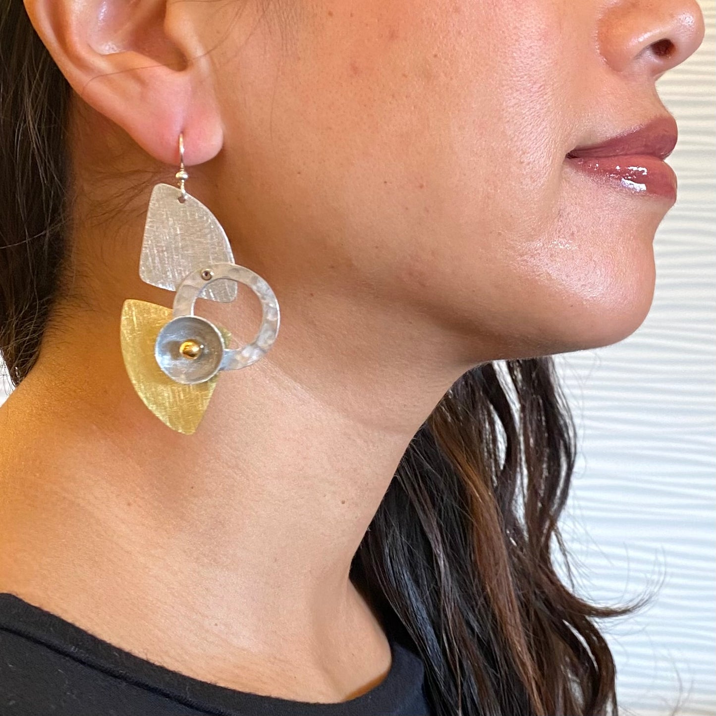 DRIFT Avant Gard Mixed Metal Statement Earrings with Accent Bead Options