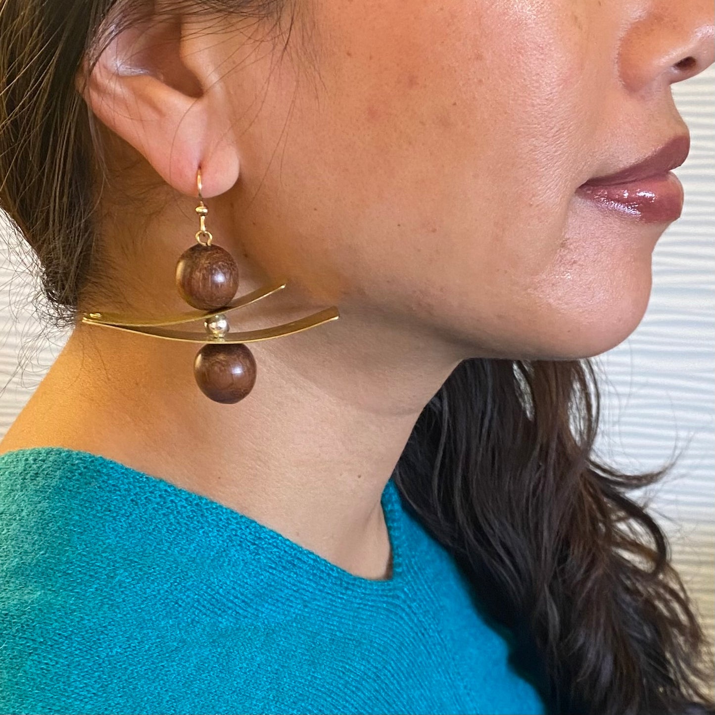 OLIVIA Zig Zag Metal and Sustainably Harvested Wood Earrings
