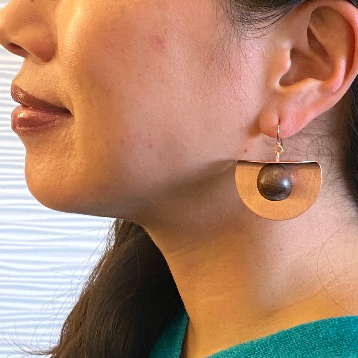 EDITA Folded Metal and Sustainably Harvested Wood Earrings
