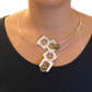 GROW Small Cubic Mixed Metal Necklace from the SCULPTURAL Collection with Simulated Pearl or Jade option
