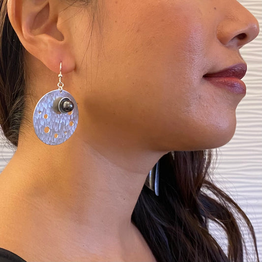 BAY Ocean Inspired Foaming Wave Dangle Earrings with Simulated Pearl from the WATER Collection