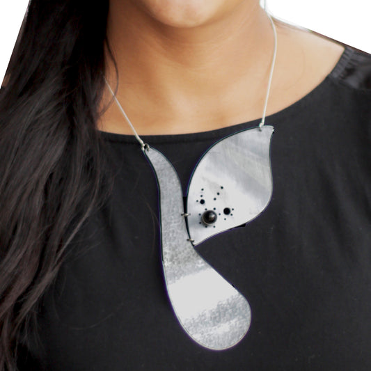 COVE Moving Wave Ocean Inspired Contemporary Necklace on Sterling Chain from the WATER Collection