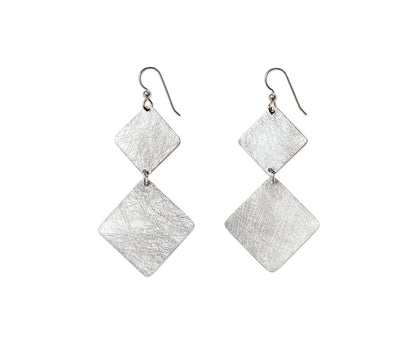 STEM Simple Double Angled Squares Metal Dangle Earrings