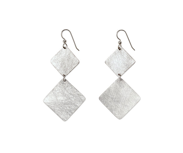 STEM Simple Double Angled Squares Metal Dangle Earrings