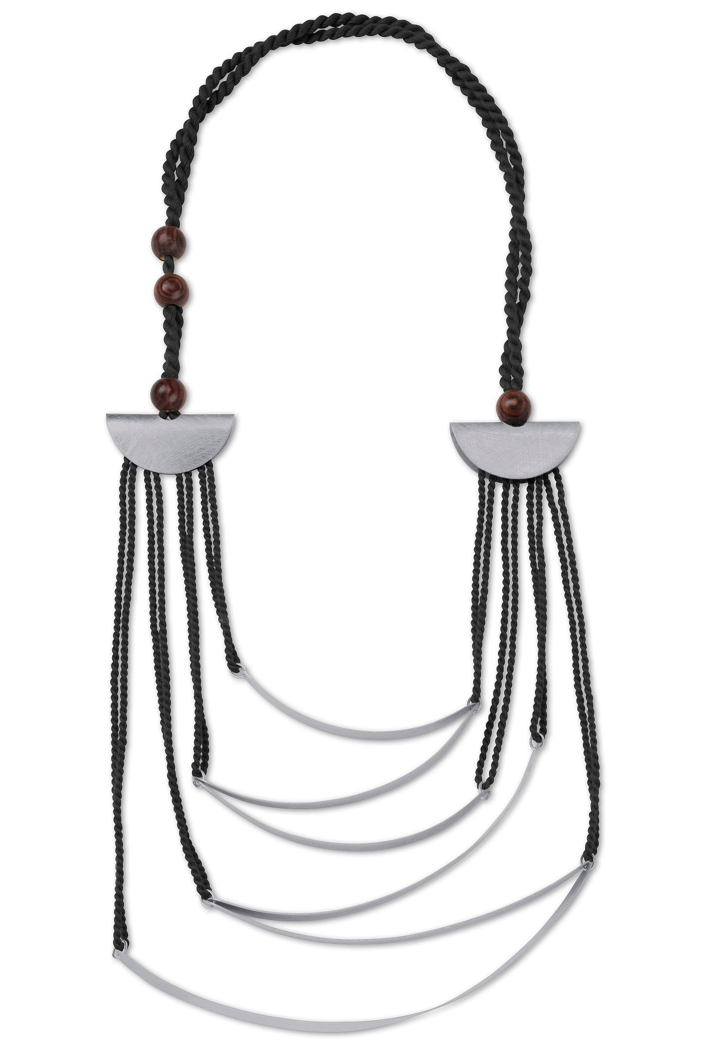 FILOMENA Long, Over the Head, Organic Textile and Wood Necklace