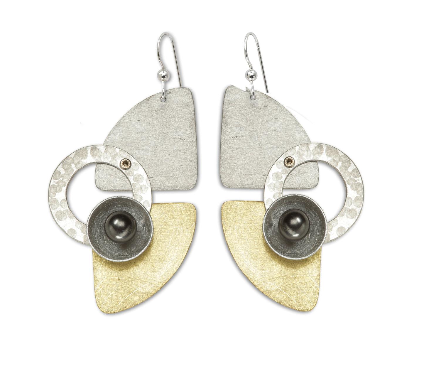 DRIFT Avant Gard Mixed Metal Statement Earrings with Accent Bead Options