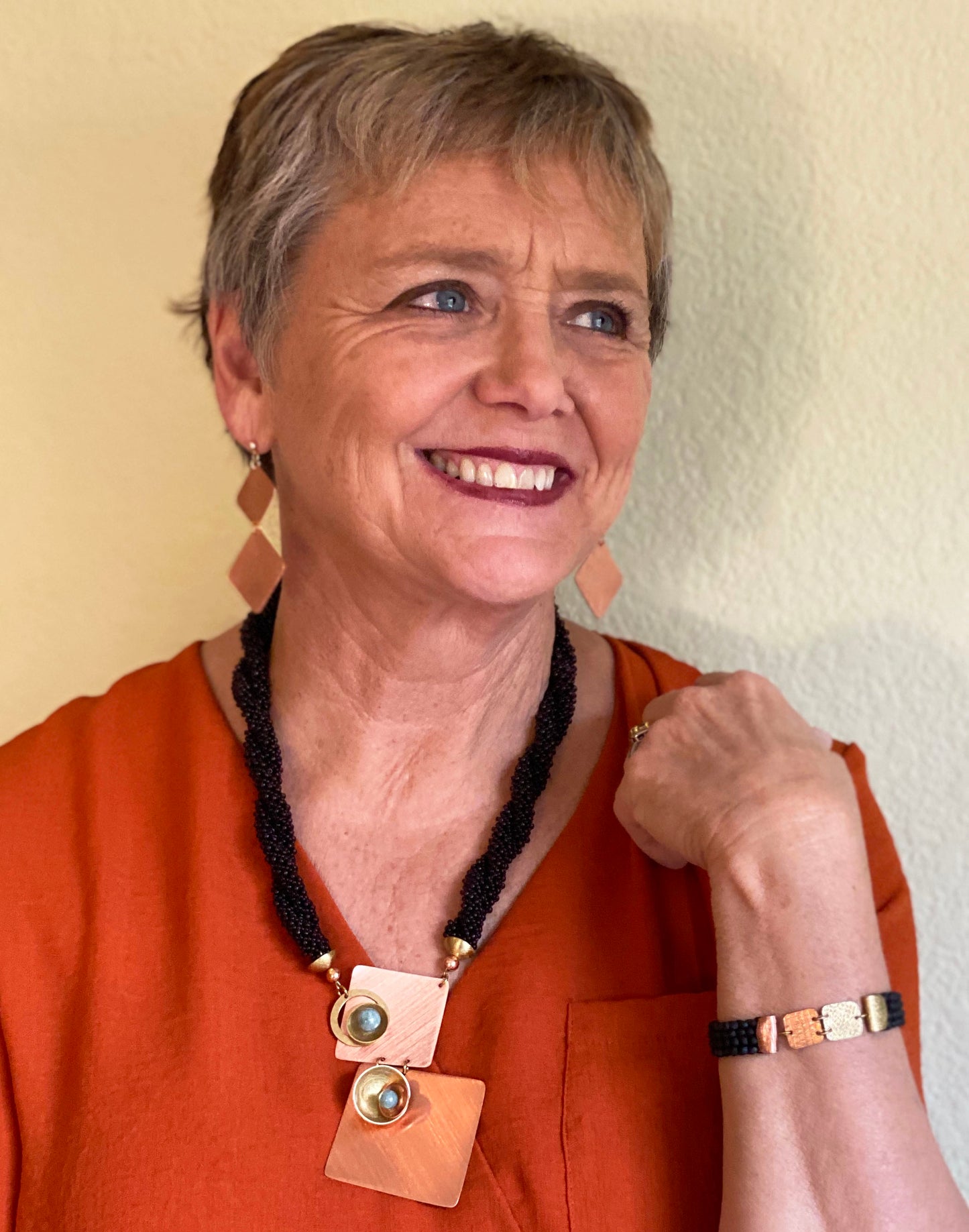 STEM Simple Double Angled Squares Metal Dangle Earrings