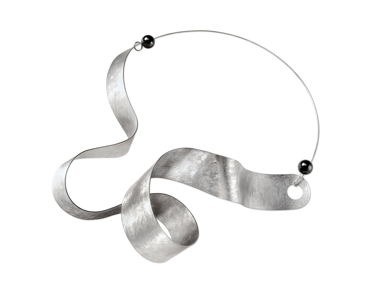 VIBE 1 Wearable Sculpture Sound Wave Necklace from the SOUND Collection with Simulated Pearls