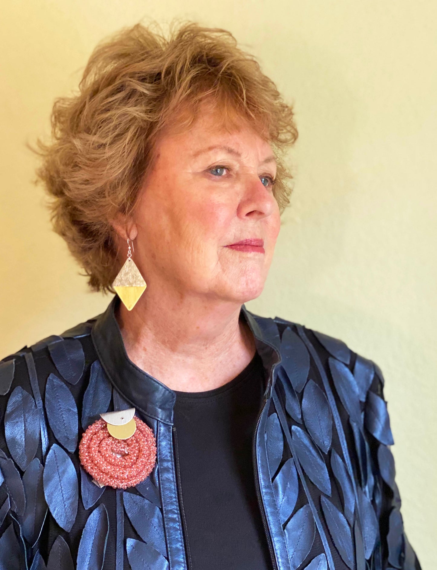 TRUST Diamond Shaped Mixed Metal Dangle Earrings